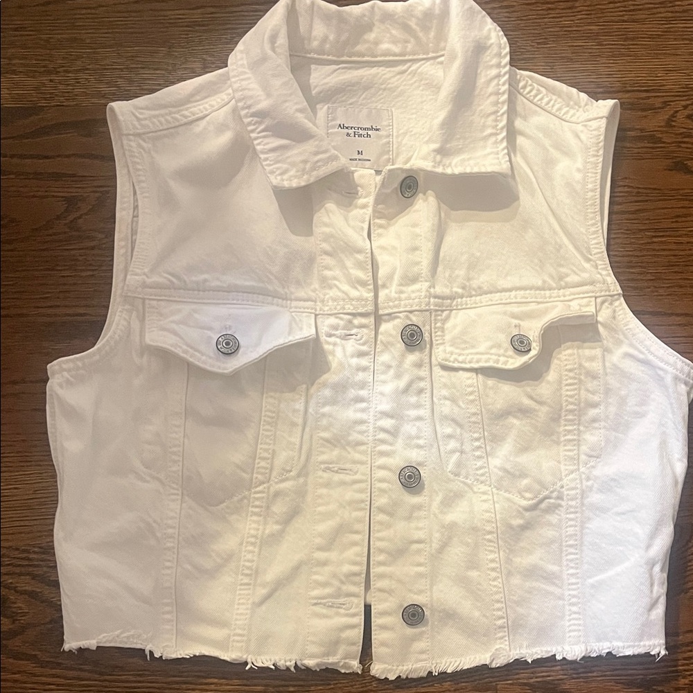 Abercrombie & Fitch White Denim Vest